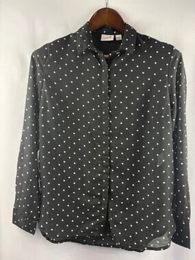 Women’s Jaclyn Smith Small Black w/ White Polka Dots Blouse